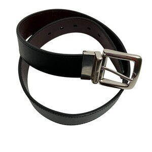 Fossil Reversible Black/Brown Leather Belt With Silver Buckle Mens Medium